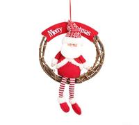 Couronne de Noël à suspendre à la porte avec Père Noël et poupées d'élan pour créer des vacances à l'intérieur et à l'extérieur (Père Noël)