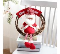 Couronne de Noël à suspendre à une porte - Père Noël - Élan - Décoration de sapin de Noël (Père Noël)
