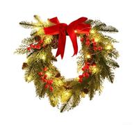 Couronne de Noël à suspendre pour porte d'entrée avec grand nœud décoratif (couronne avec lampe)