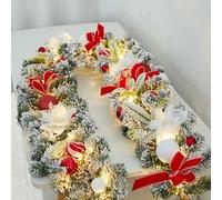 Couronne de Noël artificielle avec lumières - 1,8 m - Ornée de pommes de pin et de baies rouges - Idéale pour les escaliers intérieurs et les décorations festives