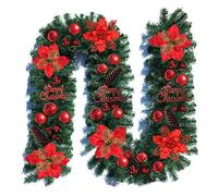 Couronne de Noël artificielle de 2,7 m en forme de pomme de pin et boule en rotin à suspendre pour maison, fête, porte, fenêtre, bonhomme de neige
