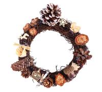 Couronne de Noël Artificielle en Bois, Branche Sèche et Pignons | Décor Élégant et Rustique, Facile à Suspendre, Réutilisable, pour Cheminée, Cabine Photo et Vitrine Couleur Aléatoire