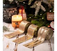 Couronne de Noël avec bords en fil de lin et toile de jute pour décoration de sapin de Noël, travaux manuels, guirlande, décoration de table, utilisation intérieure et extérieure (C)