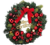 Couronne de Noël avec boule en fer galvanisé et plastique Ornement de porte d'entrée pour la maison Centre commercial