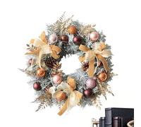 Couronne de Noël avec boules d'ananas nœud de Noël et d'hiver pour entrée, porche, extérieur, mur, fenêtre, étagère de cheminée, cheminée