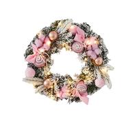 Couronne de Noël avec lumière - Guirlande festive décorative rose, rouge, bleu, or, décoration de vacances | Ornements de sapin de Noël | Chaîne florale lumineuse pour cheminée, mur, hiver, activités