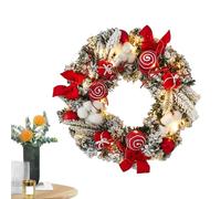 Couronne de Noël avec lumière - Guirlande festive décorative rose, rouge, bleu, or, décoration de vacances | Ornements de sapin de Noël | Chaîne florale lumineuse pour cheminée, mur, hiver, activités