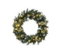 Couronne de Noël avec Lumières LED Arbre de Noël Décoration de Vacances Ornement de Noël Décoration de Fête Intérieur Vert 45 cm PVC