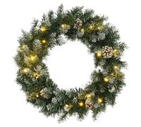 Couronne de Noël avec Lumières LED Vert 45 cm PVC Décoration Ornement vidaXL