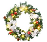 Couronne de Noël avec lumières LED vert 60 cm PVC