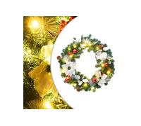 Couronne de Noël avec lumières LED vert 60 cm PVC, couronnes, couronnes de Noël avec décoration, ornements de couronne de Noël