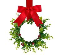 Couronne de Noël avec nœud | Couronne de Noël | Couronne de Noël pour porte d'entrée de 30 cm avec nœud à carreaux, baies rouges - Verdure artificielle rustique pour extérieur et intérieur