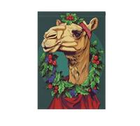 Couronne de Noël Camel Cactus Maison Jardin Drapeaux Impression Double Face Extérieur Maison Décoration Bannière pour Extérieur Patio Pelouse Ferme Terres agricoles 71 x 101 cm