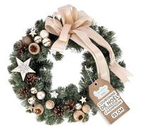 Couronne de Noël Champagne - CREATIVE HOME - Diamètre 35 cm - Couronne de Porte - Decoration Noel Exterieur