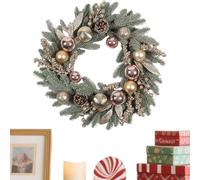 Couronne de Noël : couronne de Noël artificielle, guirlande de porte d'entrée, cônes de branche de pin de 50,8 cm pour les fêtes de cheminée d'intérieur de la fenêtre du porche de la porte