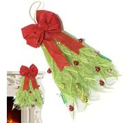 Couronne de Noël - Couronnes de porte éclairées par LED, ornement rouge, guirlande de ferme, décoration de couronnes de porche de vacances | Couronne d'arbre de noël simulée, pour portes d'entrée, mai