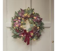 Couronne de Noël d’Extérieur Pré-éclairée Esprit de Noël de 60 cm