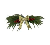 Couronne De Noël De 19 Pouces - Couronne Artificielle avec Baies Et Nœud, Guirlande De Noël en Pin, Guirlande d'hiver Réaliste, Décoration De Porte d'hiver avec Verdure Réaliste pour Miroir Mural