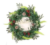 Couronne De Noël De 55 Cm De Large, Couronnes De Noël en Branches D'olivier Et Aiguilles De Pin for Porte D'entrée, Guirlande Décorative en Cartes À Mots Mixtes