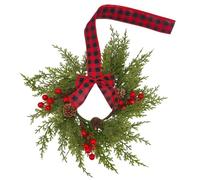 Couronne De Noël Décor Hivernal Artificiel avec Une et Un Nœud | Couronne de Noël décorative Pour la cheminée, le salon, la maison de campagne, la porte d'entrée et le porche