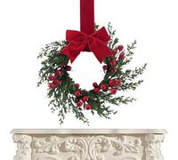 Couronne de Noël | Décoration saisonnière artificielle de 25,4 cm | Couronne de décoration d'intérieur, église, bureau, appartement, café, porte d'entrée, fêtes d'hiver, mur, fenêtre, cheminée