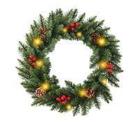 Couronne de Noël d'extérieur décorative en cèdre LED | Couronne festive de ferme pour table, mur, intérieur, extérieur, maison, fenêtre, escaliers, balustrade, cheminée