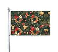 Couronne de Noël drapeau de jardin double face, 90 x 150 cm - Convient pour une utilisation toute l'année, décoration de porches, balcons et terrasses | Mât de drapeau non inclus.