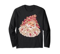 Couronne de Noël élégante avec tête de Père Noël Rose Manche Longue