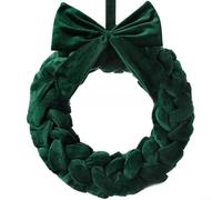 Couronne de Noël en flanelle avec nœud - Décoration murale festive à suspendre - Vert et rouge - 30 cm - 35 cm - Pour intérieur et extérieur - Fournitures de fête d'hiver saisonnière (vert 35 cm)