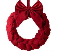 Couronne de Noël en velours avec nœud en tissu, adaptée pour la décoration saisonnière de la maison et les fêtes, et conçue pour maintenir une apparence vibrante tout au long de la saison (rouge, 35