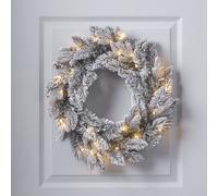 Couronne de Noël Enneigée de 50 cm à LED Blanc Chaud