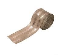 Couronne de Noël et ruban d'arbre en lin avec bord métallique, pour emballer et décorer des décorations festives d'intérieur et des projets d'artisanat (A)