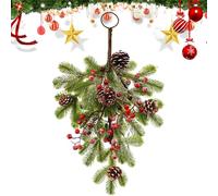 Couronne De Noël Extérieur,Couronne en Forme De Larme avec Baies Et Cônes De Pin - Guirlande Artificielle pour Fêtes,pour Fêtes Intérieur Cheminée Porche Fenêtre Porte Table Fête Mariage Hiver