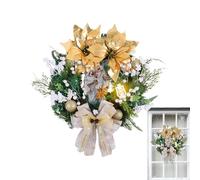 Couronne de Noël Extérieur, Décoration de Fête de Scène de Nativité, Guirlande Artificielle Porte Entrée avec Lumières LED, pour Porte Manteau Cuisine Salon Chambre Entrée Mariage