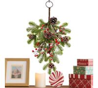 Couronne De Noël Extérieur | Forme en Goutte Pommes De Pin Baies Décor | Guirlande Artificielle pour Fêtes - pour Noël Fêtes Mariages Hiver Intérieur Cheminée Manteau Porche Fenêtre Porte