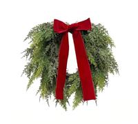 Couronne de Noël faite à la main en velours Rouge 40 cm 50 cm 60 cm | Fabriquée à la main à partir de plastique robuste avec un riche ruban de velours rouge, cette couronne festive ajoute de la