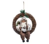 Couronne de Noël - Feeric Christmas - Père Noël traditionnel - D 33 cm - Polyester - Intérieur
