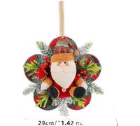 Couronne de Noël festive à suspendre avec Père Noël et bonhomme de neige pour les vacances sur les portes, les murs ou les arbres, fabriquée en tissu plastique mousse (D)