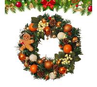 Couronne de Noël - Garland en pin d'épice | Couronne décorative en pain d'épice avec lumières | Décoration de Noël réaliste pour l'entrée de la porte d'entrée cheminée cheminée