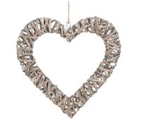 Couronne de Noël Grand coeur en osier ouvert et plat