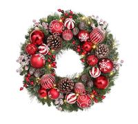Couronne de Noël, Guirlandes for la décoration de Noël, avec Pommes pin, Baies Rouges, Fruits Baie, décorations Boules, d'intérieur, fête Vacances for Porte d'entrée, fenêtre, Mur(50cm/19.6in)