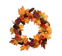 Couronne de Noël Jaune, Pommes de pin en Forme de Citrouille d'automne, Mur en rotin, Barre de Noël, Couronne de Noël, vitrine, Couronne d'halloween