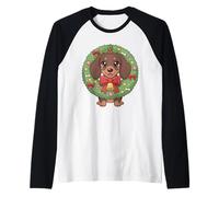 Couronne de Noël Kawaii Teckel pour Amoureux des Chiens Manche Raglan