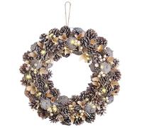 Couronne de Noël lumineuse - Ø 44 cm - Reflets beiges [Infactory]
