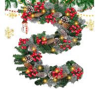 Couronne de Noël lumineuse | Guirlande de Noël artificielle colorée avec lumières | Décoration de bijoux pour portes, fenêtres, maison, fête, intérieur extérieur, centre commercial entreprise