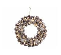 Infactory Couronne de Noël lumineuse - Ø 44 cm - Reflets beiges