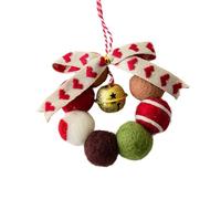 Couronne de Noël miniature faite à la main en feutre de laine avec clochettes pour arbre, mur, fenêtre, festival, décoration de vacances