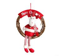 Couronne de Noël Père Noël et élan, poupée décorative à suspendre à une porte, conçue pour la maison de vacances et les fêtes (wapiti)