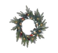 Couronne de Noël Pomme de Pin Synthétique Baies Pour Porte d'Entrée avec Lu