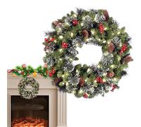 Couronne De Noel Porte, Couronne Lumineuse D'extérieur, Decoration pour Couronne De Noel, Couronne De Noël Artificielle en Aiguille, Couronnes De Noël pour Porte D'entrée avec Lumières